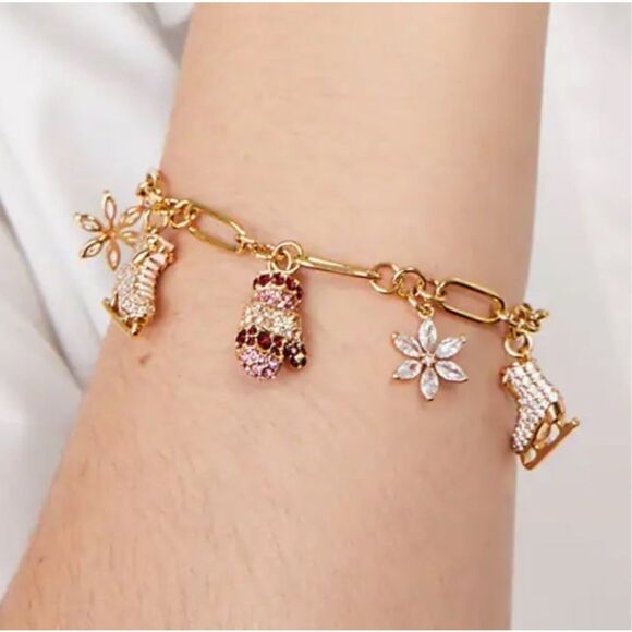 Kate Spade NWT Winter charm bracelet - Ice Skate, Snowflake, Mitten - Picture 5 of 9